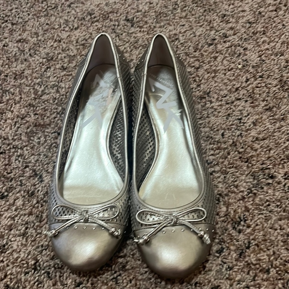 Gold Anne Klein slip on shoes